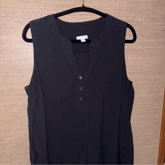 J.jill casual popover Henley button dress in black size large petite - Picture 4 of 8